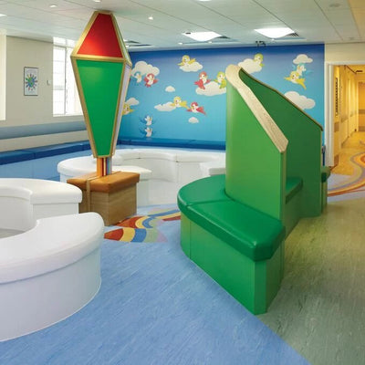 Homogeneous Crystal Blue Slip Resistant Vinyl Sheet Safety Flooring Roll